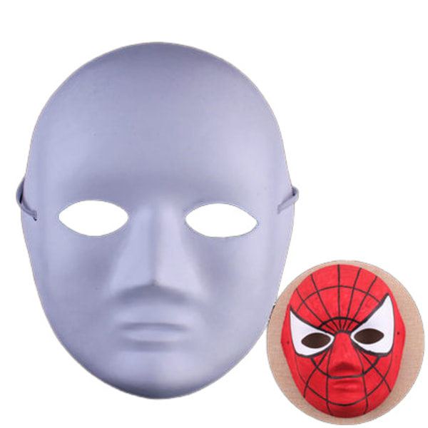 Halloween barnmask vit handmålad pulpmask barnmålningsmask vit embryofärgmask kvinna female