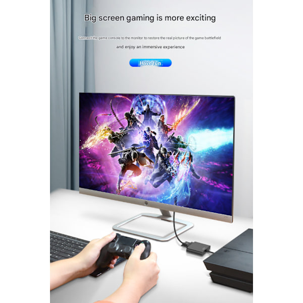 HDMI til VGA Adapter Han til Hun Konverter Adapter 1080P til Tablet PC Laptop Sort