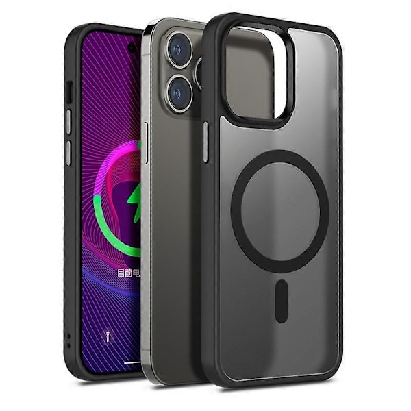 Magnetiskt Skal för iPhone 14/iPhone 13 Skyddande Fodral Kompatibelt med, Genomskinligt Matt Anti-Gul Ultra Tunt Skal för iPhone 14/iPhone 13 6.1''-B