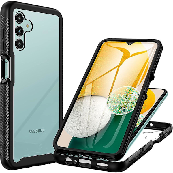 Samsung A04s Skal, Svart Samsung A13 5G Skal Stötsäkert Skydd med Skärmskydd, 360 Telefonskal Dubbelsidigt Klart Fullständigt Kroppsskydd för Samsung Gala