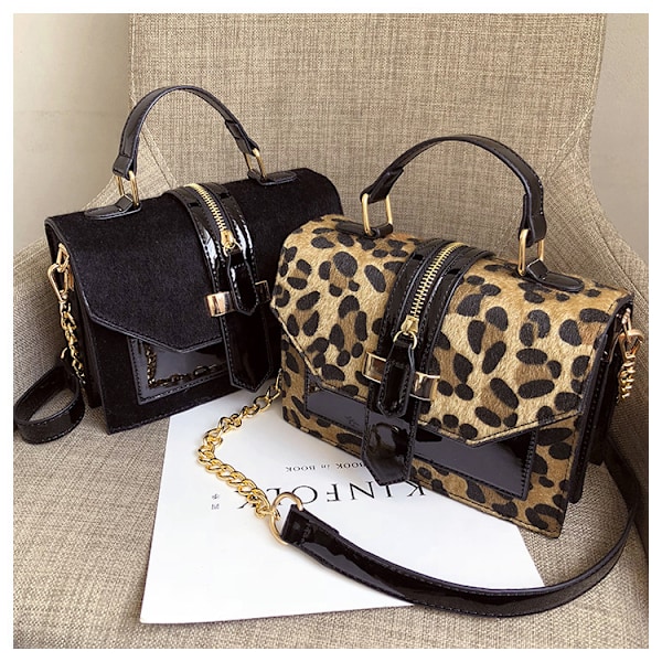 Allsidig Skuldertaske Messenger Mode Kvinder Firkantet Taske leopard print
