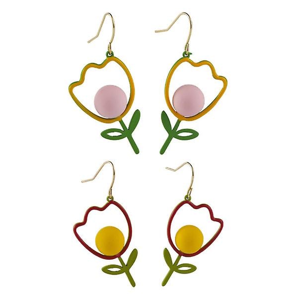 2 stk. fasjonable øredobber med tulipanblomsterdesign
