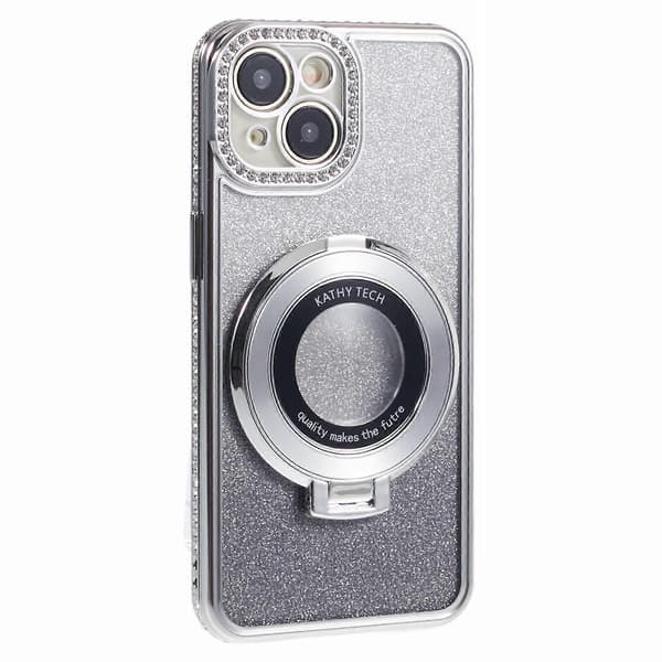 Kickstand-deksel til iPhone 13 med Rhinestone-dekor og Gradient TPU-telefondeksel