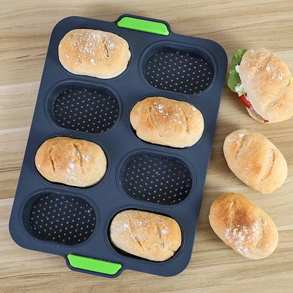 2 stk. Mini Baguette Bageform, Perforeret Non-Stick Papir
