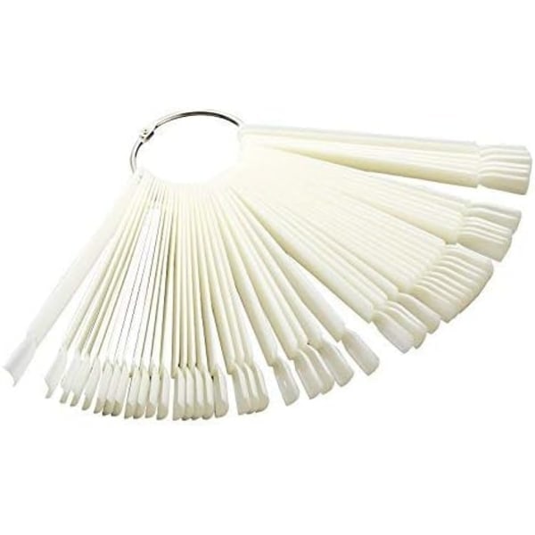 Neglefarve display sticks, salon neglefarve display sticks, manicure øvelse, vifteform, med metalring, 50 ark pr. pakke, naturlig farve Natural Color