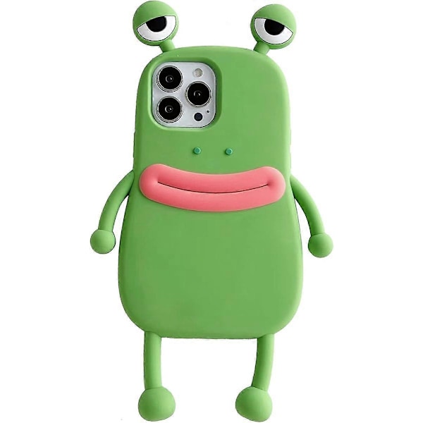 3D Tegneserie Søt Kawaii Nydelig Pølsemunn Froskeform Barn Ungdom Jenter Kvinner Myk Silikon Case for iPhone 13 Pro Max Grønn Frosk