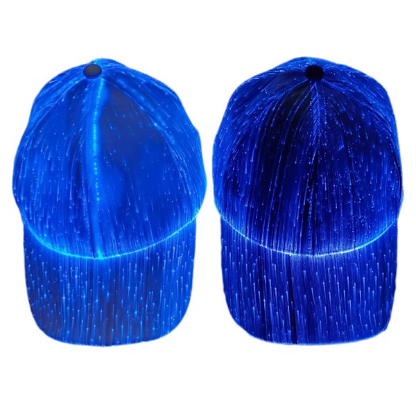 Ny LED Fiberoptisk Lysande Keps Bar Hoppande Lysande Basebollkeps Hip Hop Par Blinkande Keps - Vit
