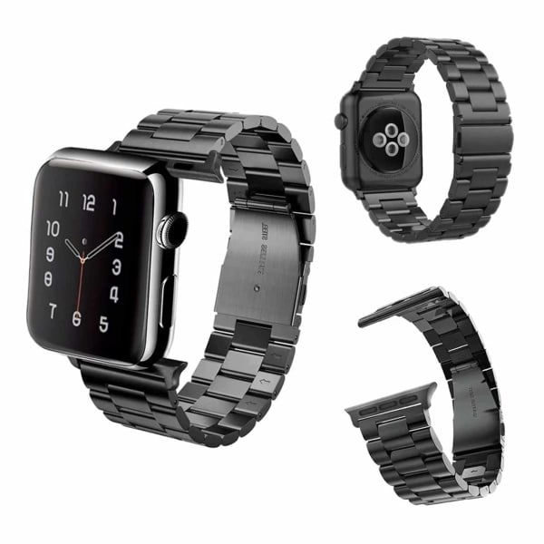 Apple Watch 38/40/41 Link -ranneke Metalli Musta Musta