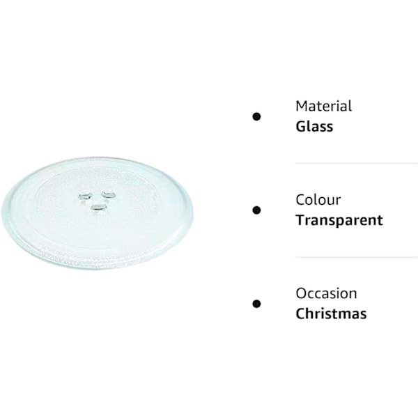 Mikrovågsugnsplatta - 255 mm Mikrovågsugns Karusell Glasbricka med 3 Fästen, Reptålig Platta