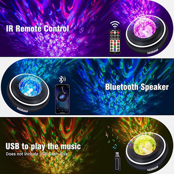 Stjerneprojektor LED Batteri - Galaxy Stjerneprojektor - 2,5 timer Sort