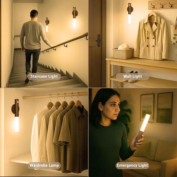 2-pack uppladdningsbara vägglampor med rörelsesensor, magnetisk LED-nattlampa