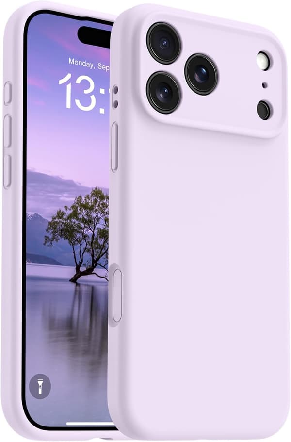 Magnetiskt Skal för iPhone 17 Pro Max, Kompatibelt med Magsafe, Klassiskt Flytande Silikonskal, Anti-Repa Mikrofiberfoder, Lila Mauve nuage iPhone 17 Pro Max