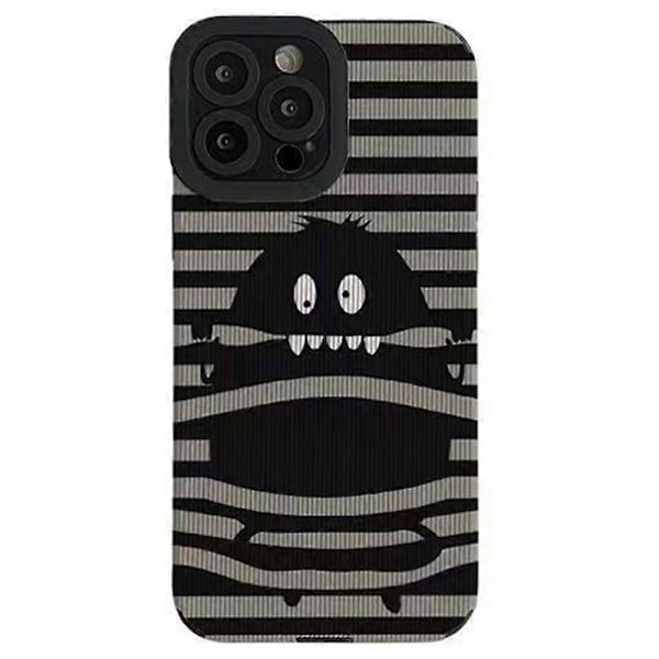 Skal till iPhone 16 Pro, tecknad monsterdesign, PU-läder + TPU-telefonskydd