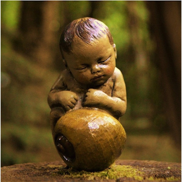 2 stk. Snegle Baby Dukke Harpiks Statue Hjemme Haveindretning Udendørs