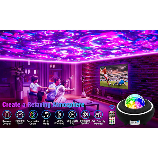 Stjerneprojektor LED Batteri - Galaxy Stjerneprojektor - 2,5 timer Sort