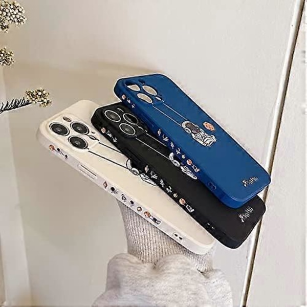 för iPhone 16 Pro Max Sött Skal, Cool Tecknad Gungande Astronaut Planet Måne Design Stilfull TPU Stötfångare Stötsäker Anti-Slip Skyddande Mode Skal