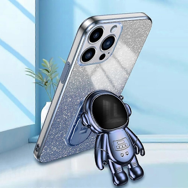 Skal för iPhone 14 Pro Max Astronaut Stativ Glitter Pulver PC+TPU Telefonfodral