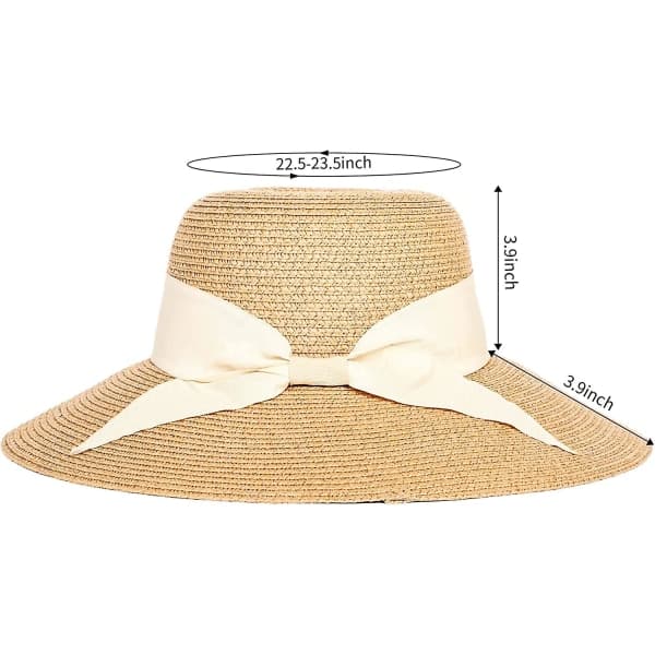 Damer Strand Halm Panama Hat Bredbredd Foldbar Fedora Solhatte Til Kvinder Uv Upf 50+ Hvid White