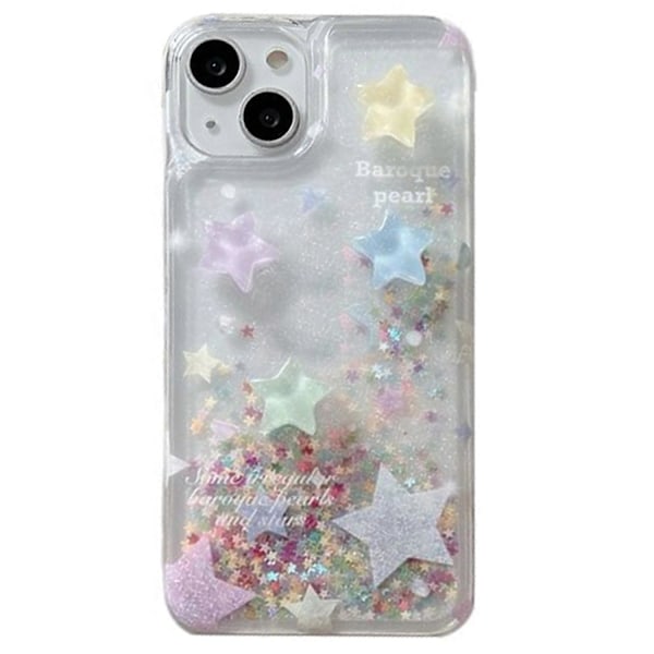 iPhone 14 -koteloon nestemäinen hiekka, värikkäät tähdet, glitterjauhe, TPU-iskunkestävä puhelinkuori