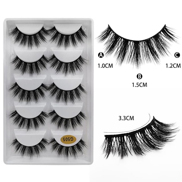 5 par 3D-imitation mink-fransar