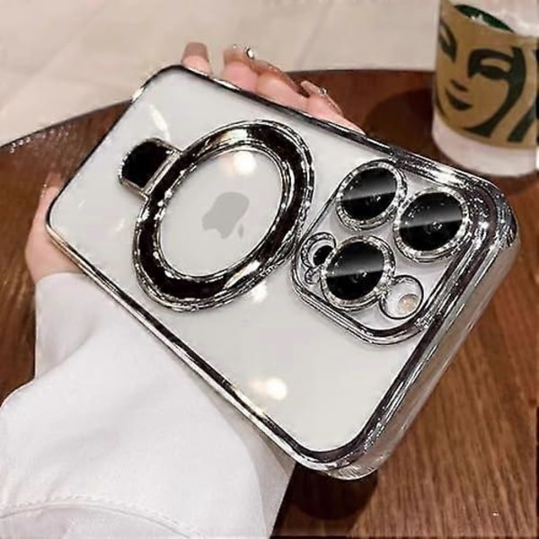 Ringfodral för iPhone 16 Pro Max Fodral Ställ Kompatibelt med MagSafe Inbyggt Kameralinsskydd Stöttåligt Mobilskal för iPhone 16 ProMax