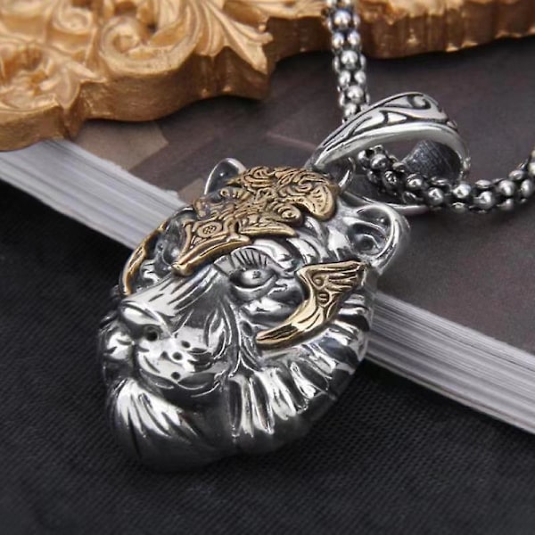 Titanium stål ny retro tigerhode anheng trendy tiger