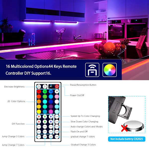 To ruller Bluetooth musik lysstrip sæt 10m 300 lys