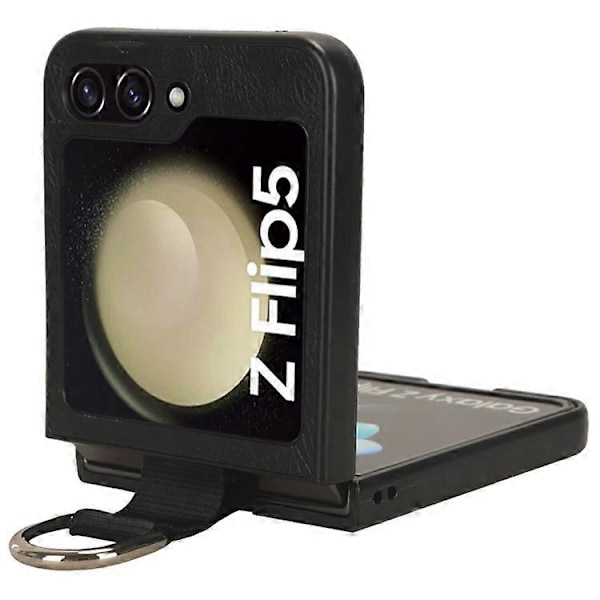 Til Samsung Galaxy Z Flip5 Ring PU Læder PC Mobiltelefon Cover