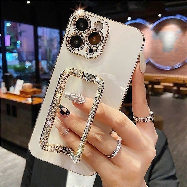 Til iPhone 15 Pro Max Cover Skinnende Rektangulært Støtteben Elektroplettering TPU Telefoncover