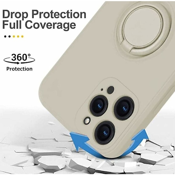 Hvid. Gælder for Apple 12 Pro Max 6.7'' Silikone Beskyttelsesetui med Ring 360 Roterende Holder til Apple - Magnetisk Bilholder