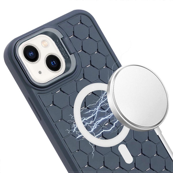 iPhone 13 -puhelimen jalustallinen suojakuori, pehmeää TPU-materiaalia, jäähdyttävä, magneettinen puhelinkotelo kaulanauhalla