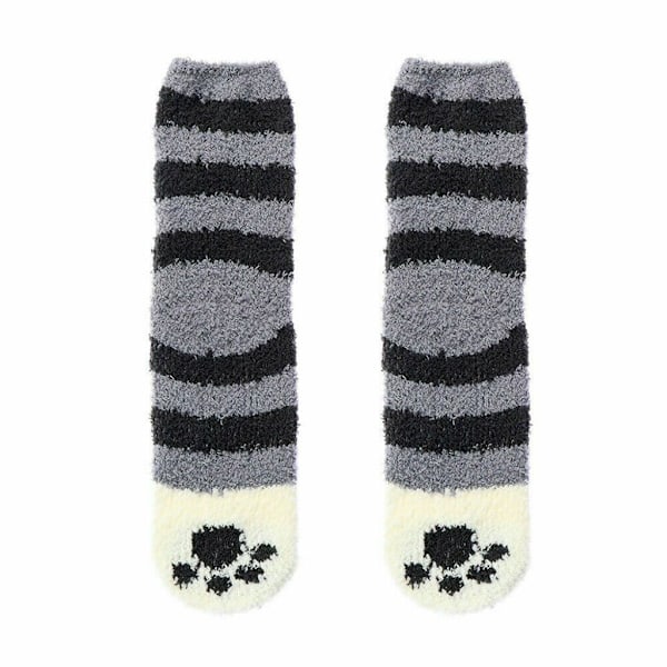 6 Par Damsockor Vintersockor i Sammet med Kattpoter