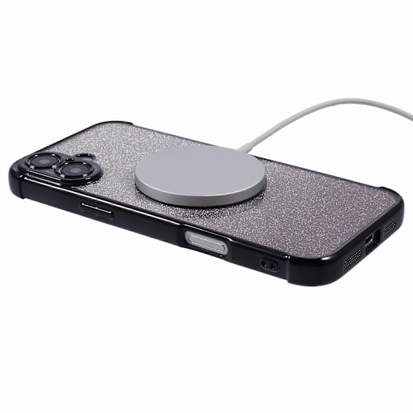 Skal för iPhone 16 Plus Gradient Sparkle TPU Mobilskal Kompatibelt med MagSafe - Svart