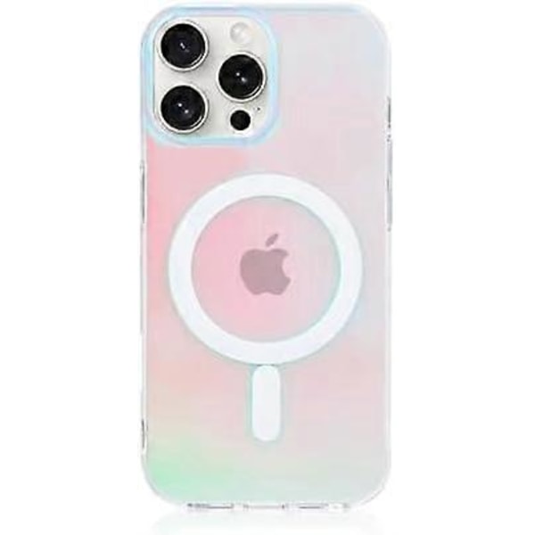 Magnetisk iPhone 16 Pro Max-etui, kompatibelt med Magsafe, holografisk iriserende unikt stødsikkert gennemskinneligt mat æstetisk telefonetui med farve C