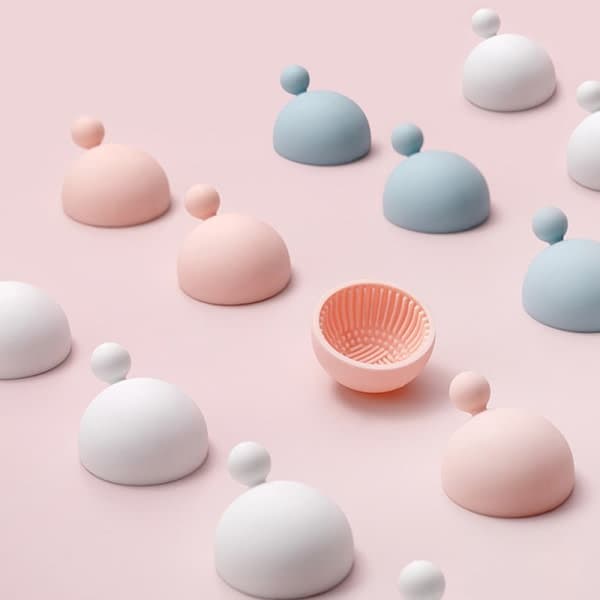 Silikon Makeup Brush Cleaner Bowl Foundation Makeup Brush Scru Pink