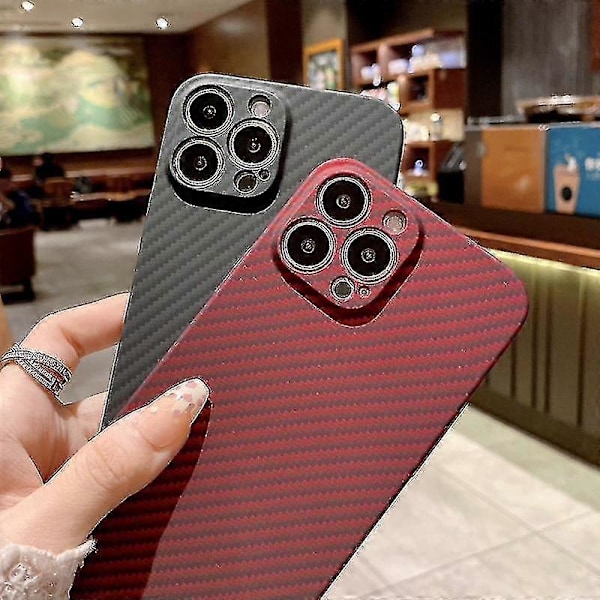 För Iphone 12 Pro Max Kevlar Kolfiber Textur Skyddande Mobilskal