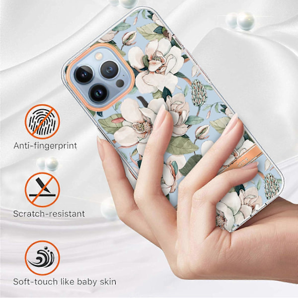 For iPhone 13 Pro Blomster og Planter Serie IMD TPU Telefondeksel