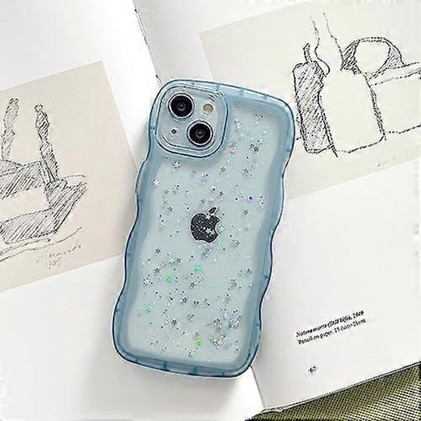 iPhone XR Kuori 6,1 tuuman Kihara Aalto Reuna Muotoilu Läpinäkyvä Bling Glitter Tähti Kiiltävä Kuori Söpö Kirkas Läpinäkyvä Täysi Suoja Pehmeä TPU Iskunkestävä Ph