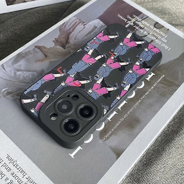 iPhone 15 nestemäinen silikoni jalankulkijakuvio puhelinkotelo