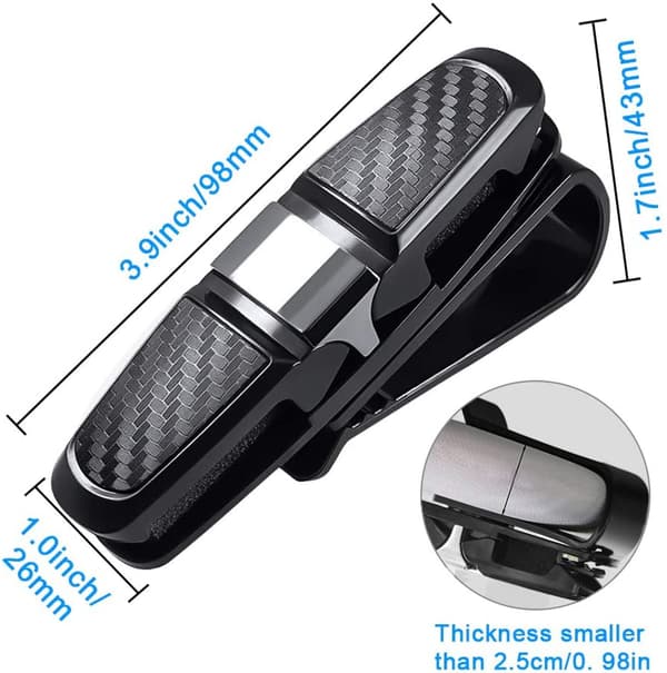 180° Rotationsbart glashållare med kortklämma, svart, 2-pack