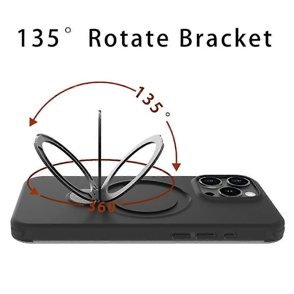 Magnetiskt skal för iPhone 16 Pro TPU+PC telefonfodral med stativ