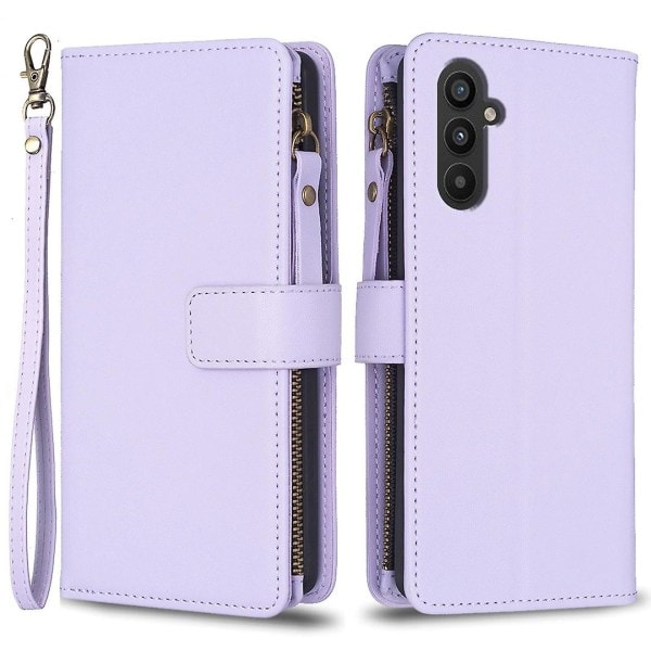 För Samsung A34 5G Solid Färg Blixtlås Fodral Case Bf19 Stil Lila Lila Stil F Samsung Galaxy A34 5G