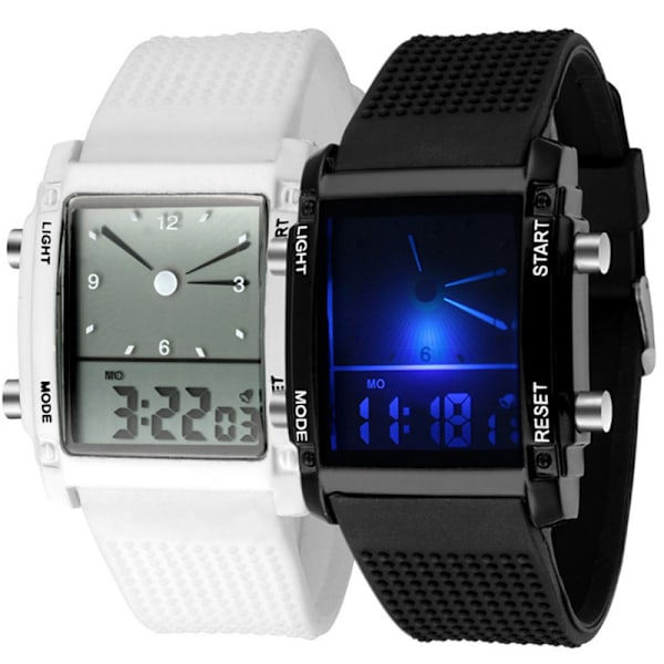 Utendørs LED Digital Klokke Dual-display Sportsklokke white