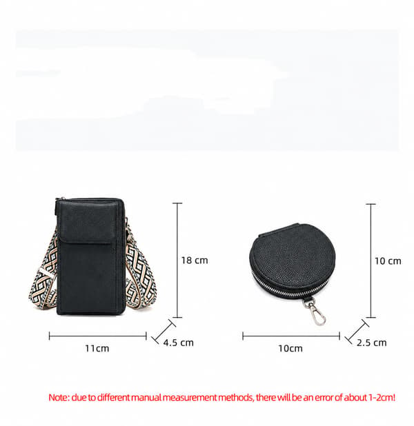Dame Skuldertaske Crossbody Mobiltelefontaske Sort Sort