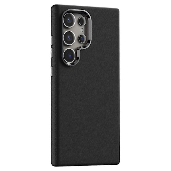 Samsung Galaxy S24 Ultra -kotelo nahka+PC kova puhelinkuori metallisella linssikehyksellä