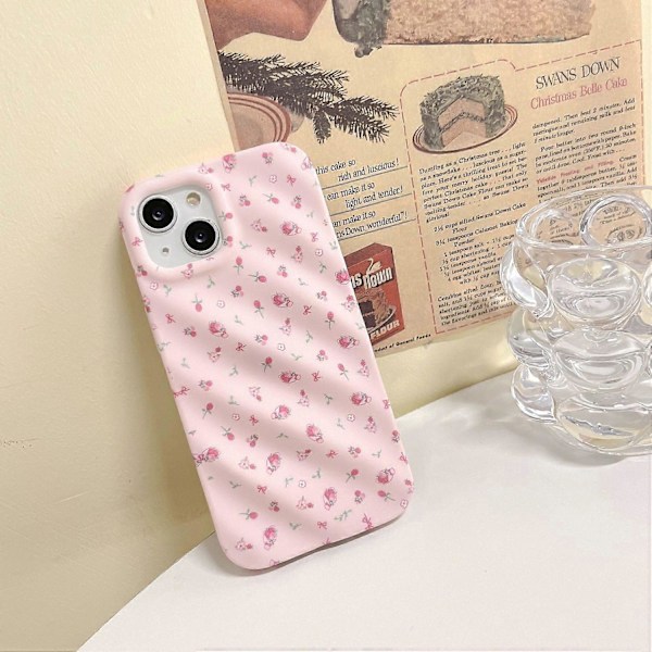 För iPhone 15 Pro Skal Rosa Blommönster TPU Telefonfodral