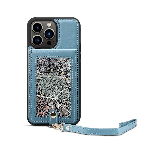 Puhelinkotelo korttipaikalla ja pidikkeellä iPhone 13 Pro Max -puhelimelle, sininen