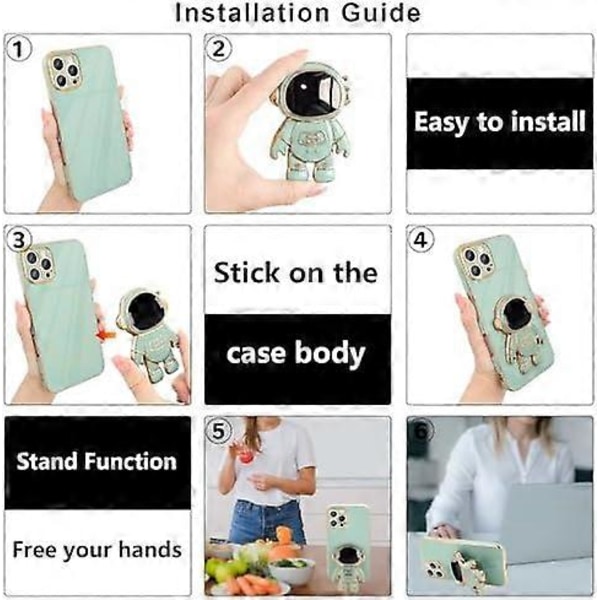 Sött 3D Astronaut Ställ med Stödben Stöttåligt Silikon Mjukt Baksida Skal för Apple iPhone 16 Pro Max