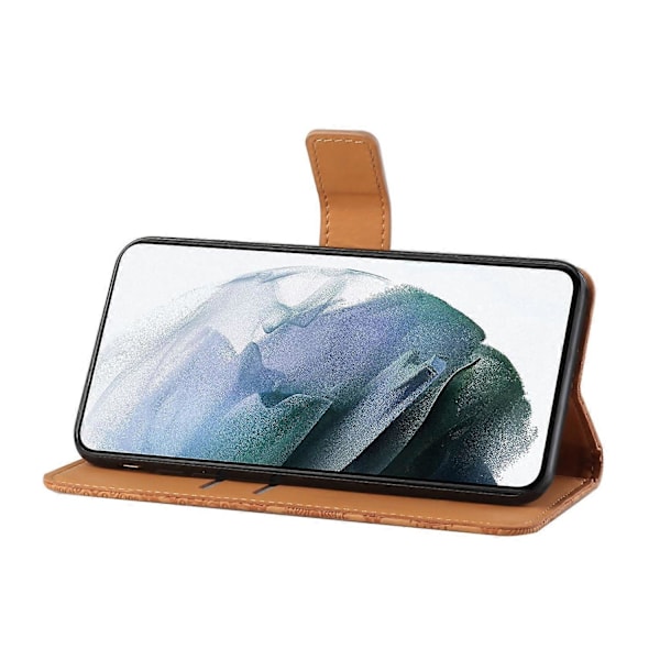Etnisk læder telefoncover med præget mønster til iPhone 14