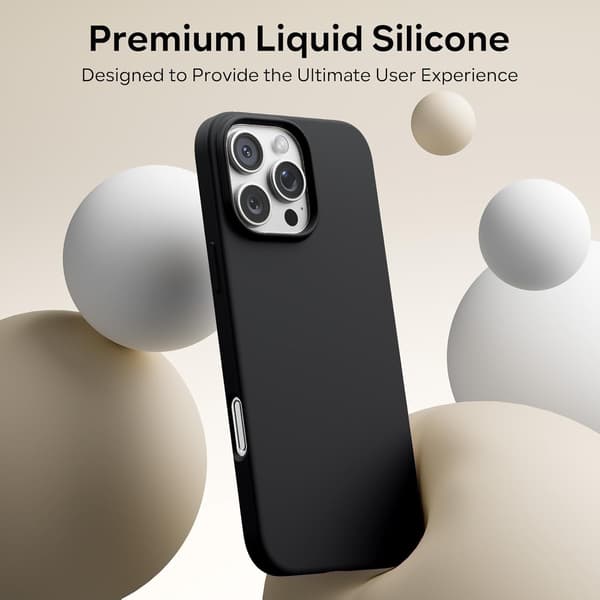 iPhone 16 Pro Max Deksel Flytende Silikon, Støtsikkert Deksel Kompatibelt med iPhone 16 Pro Max Deksel Mykt, Full Beskyttelse Deksel (Svart) Black iPhone 16 Pro Max